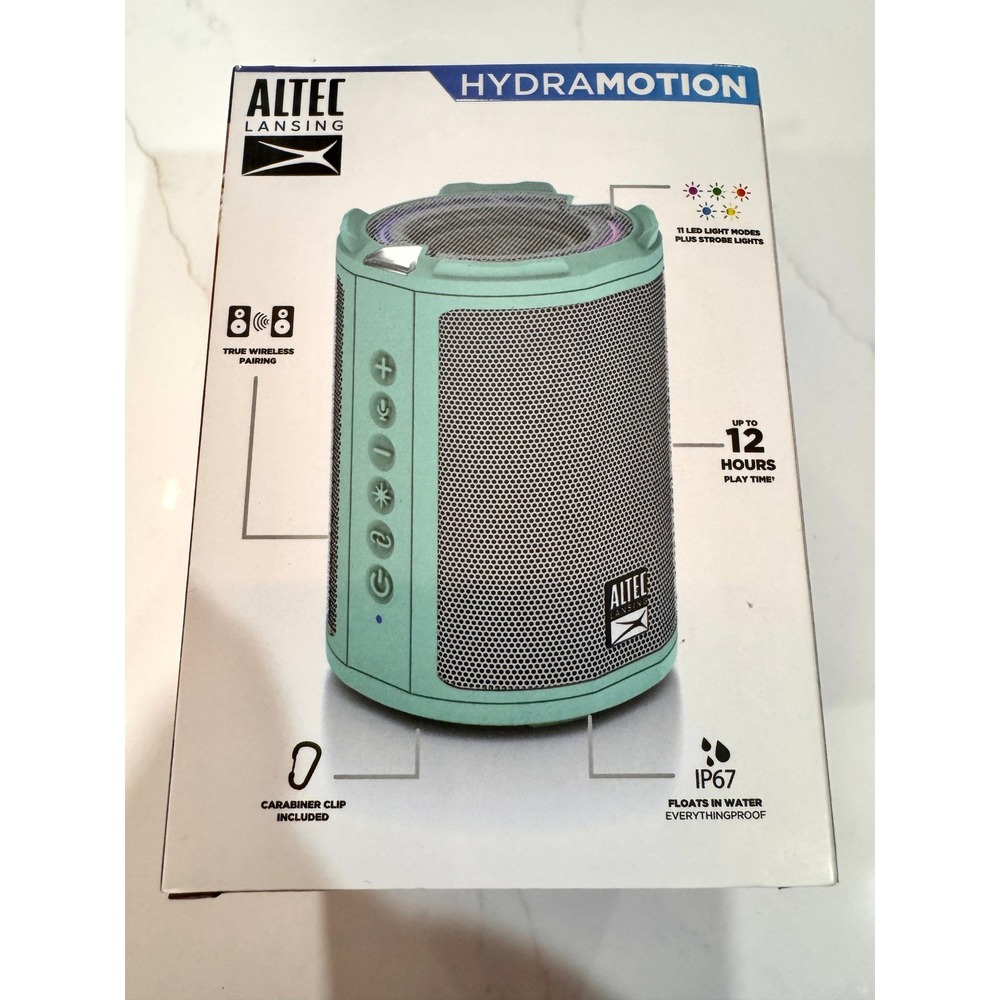 Altec Lansing HydraMotion Bluetooth Speaker Mint IMW1100-MTG Waterproof Portable